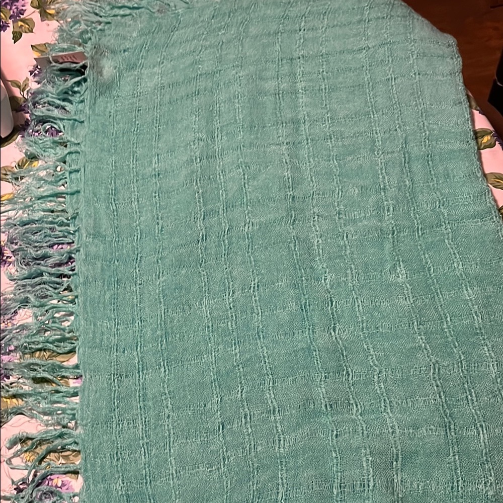 Lulu brand Soft Teal Textured Scarf with Fringe